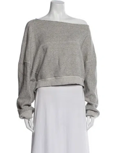 Pre-owned R13 Off-the-shoulder Long Sleeve Sweatshirt In Gray