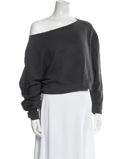 Pre-owned R13 Off-the-shoulder Long Sleeve Sweatshirt In Gray