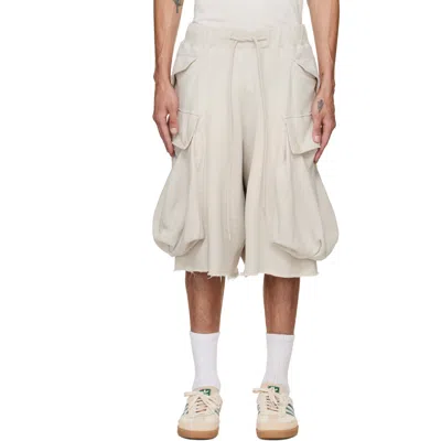 R13 オフホワイト Jumbo Cargo Pocket スウェットショートパンツ In Stone Grey
