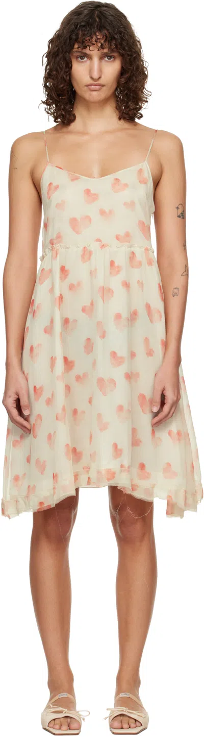 R13 Ruffled Printed Silk-chiffon Mini Dress In Neutral