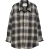 R13 Gray Oversized Pocket Drop Neck Shirt In Grey Ombre Plaid
