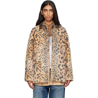 R13 Orange Relaxed Chore Jacket In Vintage Orange Leopa
