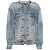 R13 Collarless Zip Up Trucker Jacket