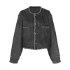 R13 Chain Embellished Crop Denim Jacket In Black