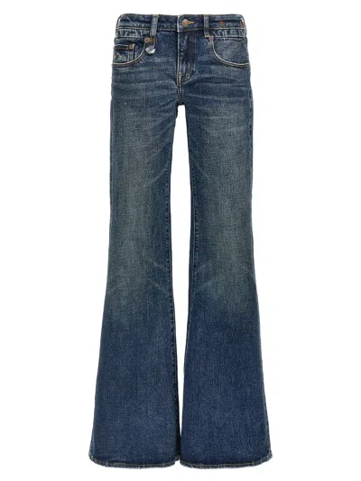 R13 Boy Flare Jeans Belt Loops Five Pockets In Blue