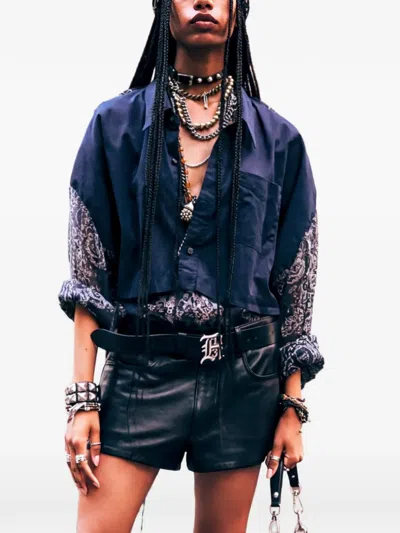 R13 Overlay Drop Abstract-bandana Shirt In Blue