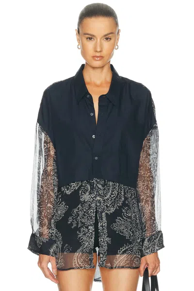 R13 Overlay Drop Neck Shirt In Blue