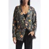 R13 Oversize Floral Merino Wool Boyfriend Cardigan In Gray