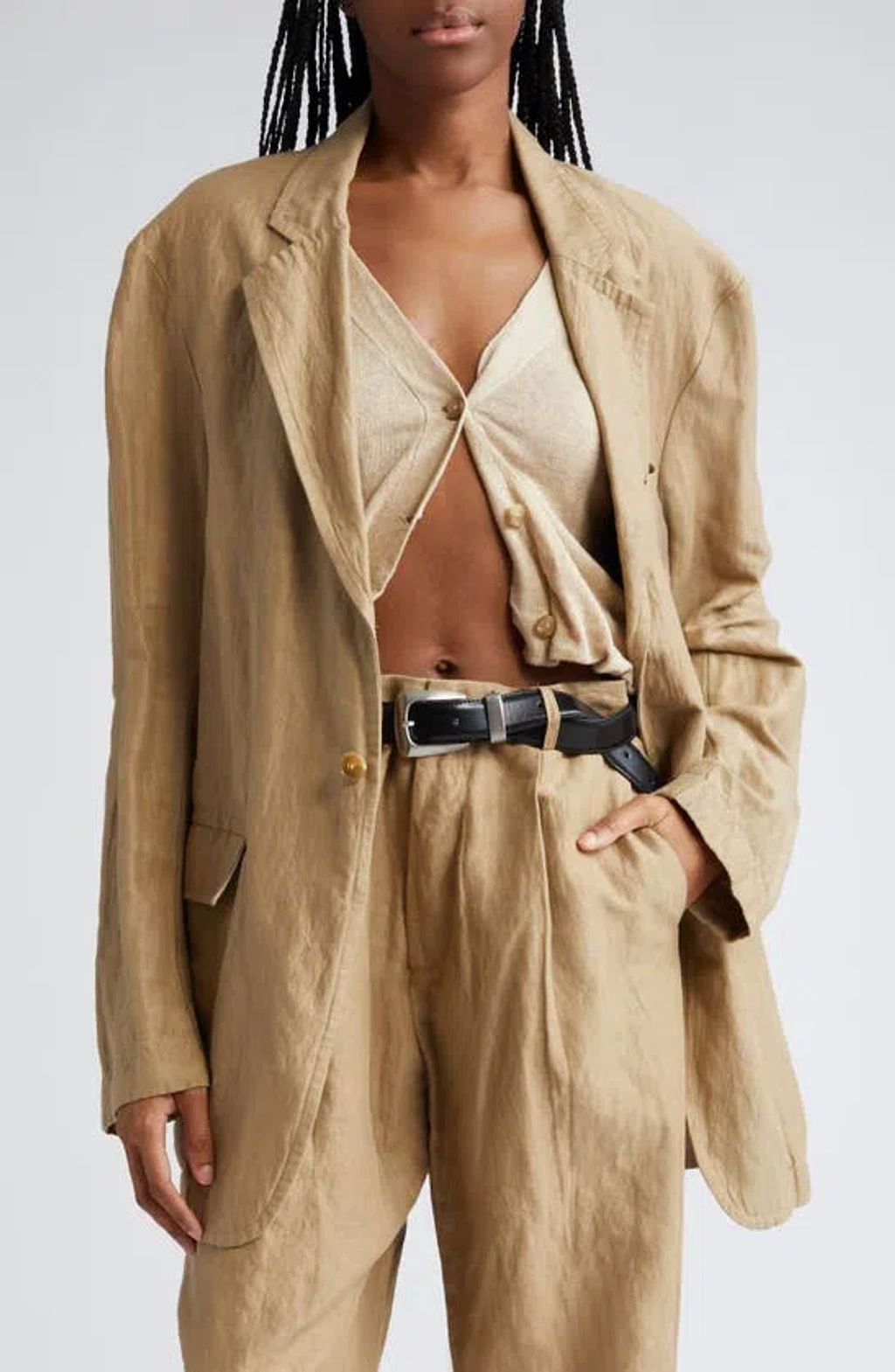 R13 Oversized Ragged Blazer In Khaki | ModeSens