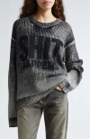 R13 Reverse-printed Wool Jumper In Distressed Black