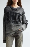 R13 Reverse-printed Wool Jumper In Gray