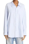 R13 Oversized Striped Washed-cotton Oxford Shirt In Blue/white