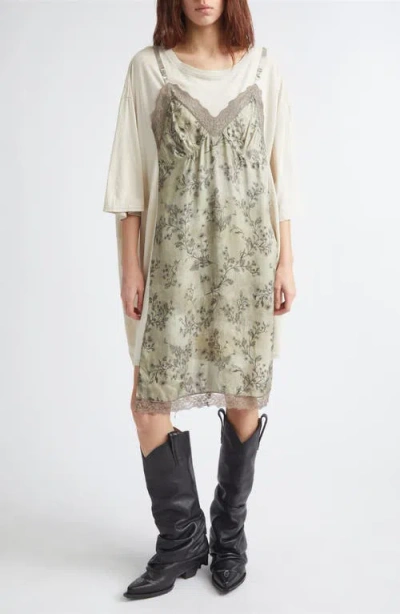 R13 Oversize T-shirt Dress With Slipdress Appliqué In Multi