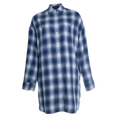 Pre-owned R13 , Oversized Axl Checked Flannel Mini Dress In Gray