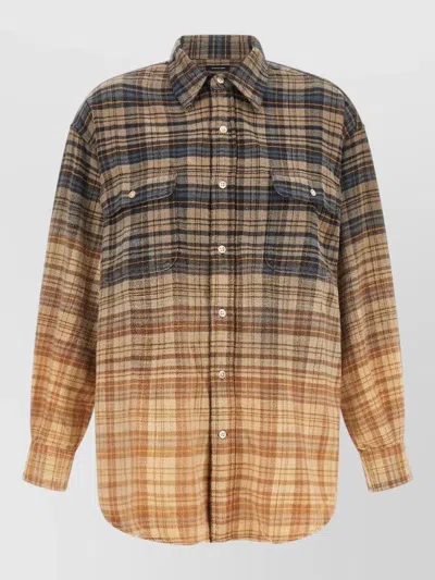R13 Oversized Boyfriend Shirt Long Sleeve Plaid In Brown