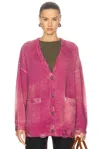 R13 Oversized Cardigan Raspberry Print In Raspberry Print