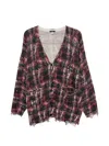 R13 Oversize Distressed Plaid Linen Blend Cardigan In Multi