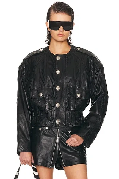 R13 Oversized Crewneck Jacket In Black