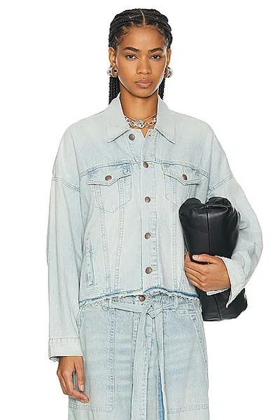 R13 Oversized Cut Off Trucker Jacket In Lennon Blue