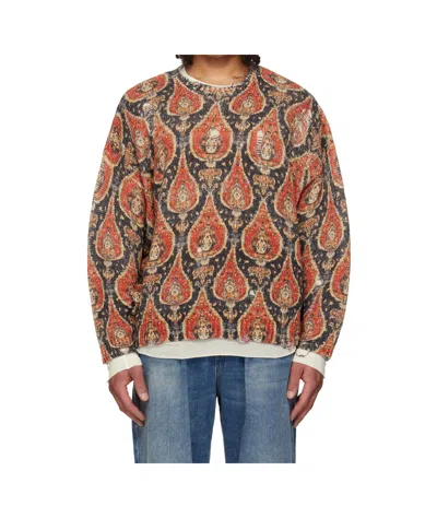 R13 Oversized Printed Crew Neck Sweater In Red