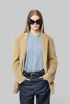 R13 Oversized Ragged Blazer In Beige