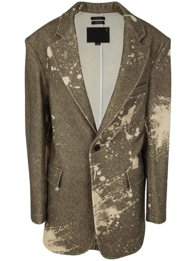 R13 Oversized Ragged Blazer In Brown