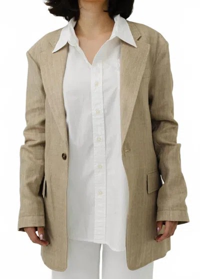 R13 Oversized Ragged Blazer In Brown Herringbone In Multi