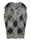 R13 Argyle-knit Vest In Grey/green Argyle