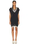 R13 Oversized Vest Dress With Chains Black And Ecru With Chains In Black & Ecru