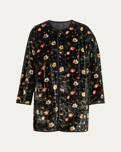 R13 Padded Floral Velvet Liner Coat