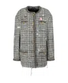 R13 Paint-splatter Buttoned Tweed Jacket In Gray
