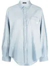 R13 Paint-splatter Chambray Shirt In Blue