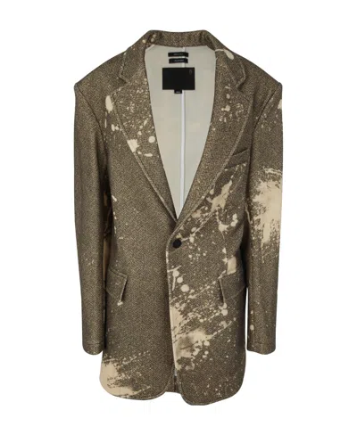 R13 R13 PAINT SPLATTER-PRINTED SINGLE-BREASTED TWEED BLAZER