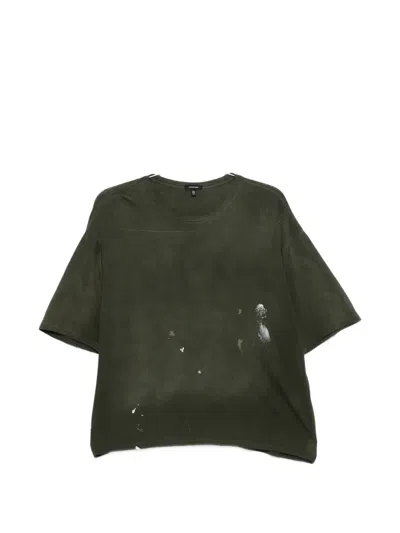 R13 Paint-splatter Crew-neck T-shirt In Green