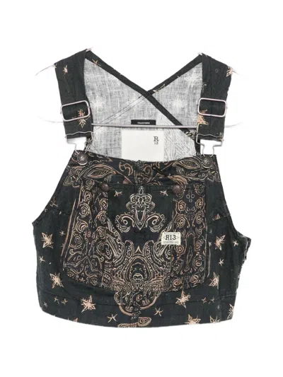 R13 Paisley Print Crop Top In Black