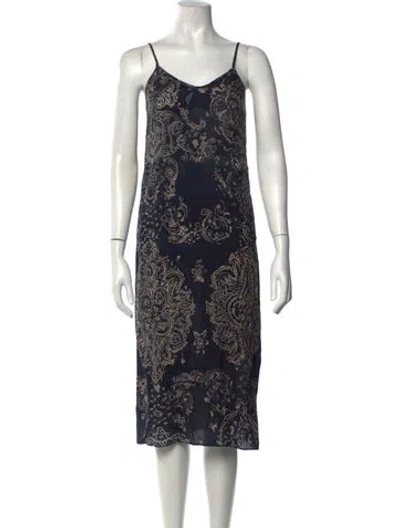 Pre-owned R13 Paisley Print Midi Length Dress In Blue