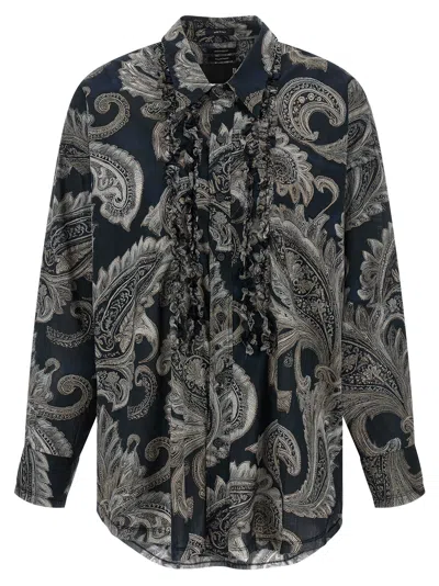 R13 Paisley Print Shirt In Black