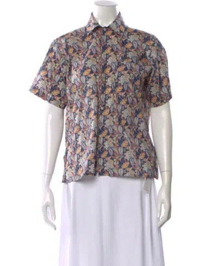 Pre-owned R13 Paisley Print Short Sleeve Top In Blue