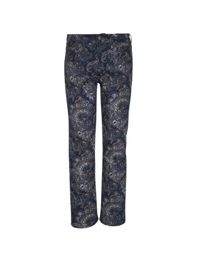 R13 Paisley-print Jeans In Blue
