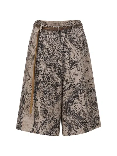 R13 Paisley-print Wide-leg Shorts In Neutral
