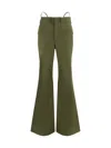 R13 Green Cotton Flared Pants In Green