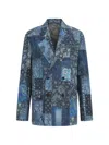 R13 Patchwork Double-breasted Blazer In Blue