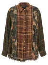 R13 Shredded Seam Drop Neck Plaid Flannel Button-up Shirt In Brown
