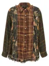 R13 Shredded Seam Drop Neck Plaid Flannel Button-up Shirt In Multi