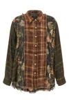 R13 Shredded Seam Drop Neck Plaid Flannel Button-up Shirt In Multi