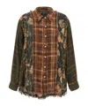 R13 Shredded Seam Drop Neck Plaid Flannel Button-up Shirt In Multi