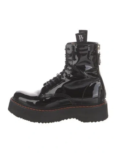 Pre-owned R13 Patent Leather Combat Boots In Black