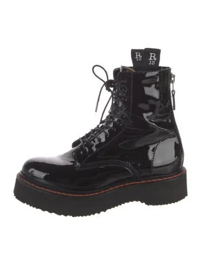 Pre-owned R13 Patent Leather Combat Boots In Black