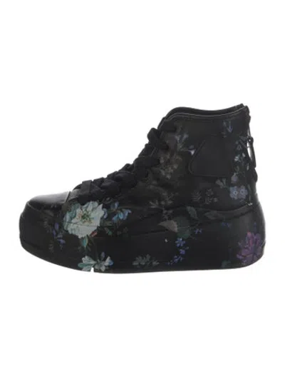 Pre-owned R13 Patent Leather Floral Print Sneakers In Black