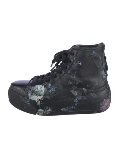 Pre-owned R13 Patent Leather Printed Wedge Sneakers In Black